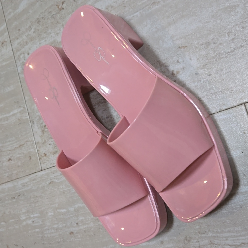 Jessica Simpson Gavena Patent Pink Slide Block Heel Sandal - Picture 1 of 8